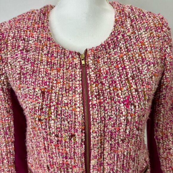 Anthropologie Cartonnier Pink Multicolor Rosily Tweed Jacket Size 4 - Picture 5 of 14